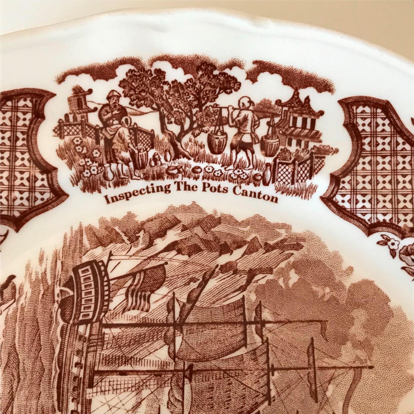 Alfred Meakin retro 1970s set of 6 8” plates Fair Winds brown China America