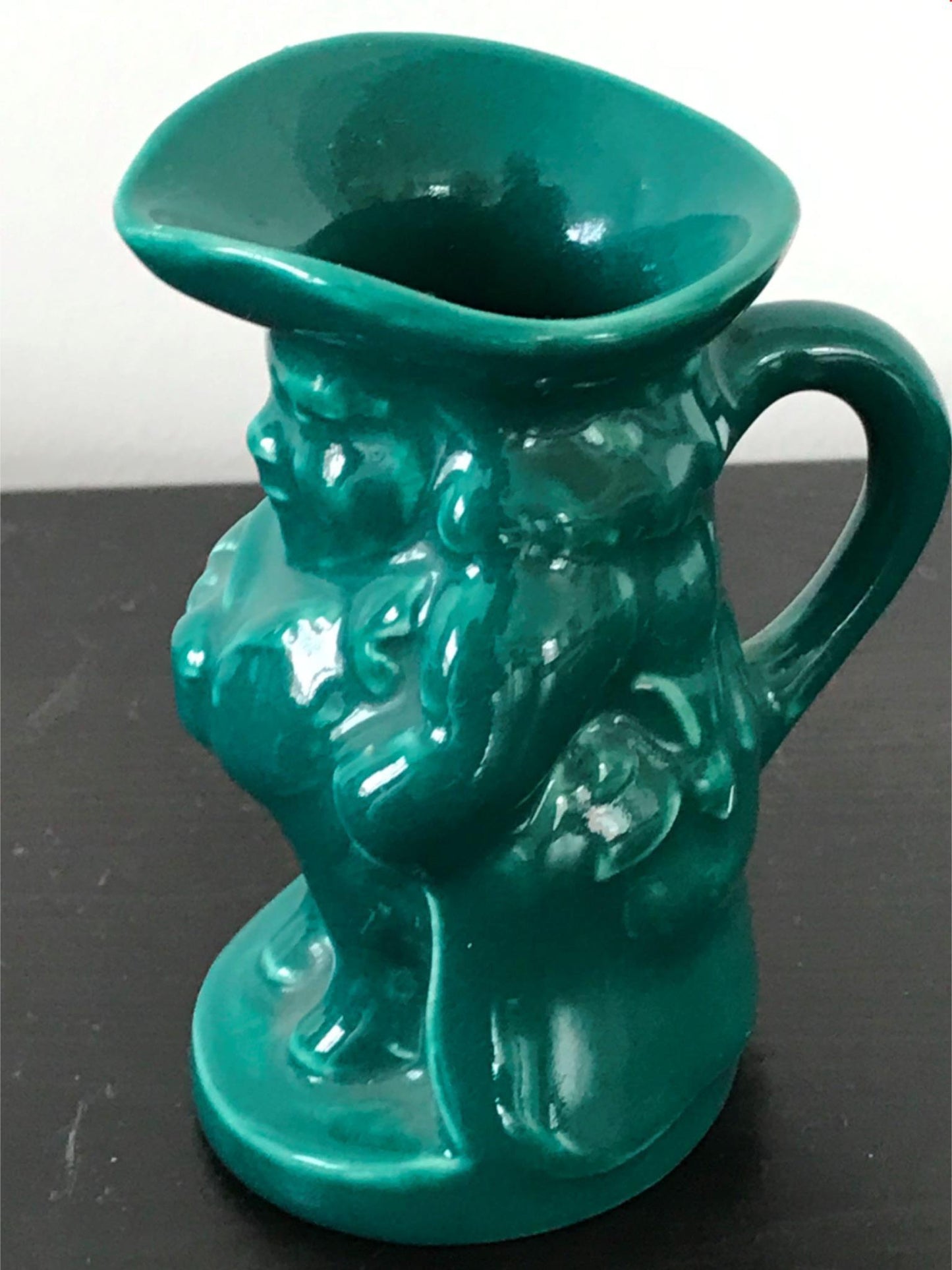 Burlington Ware Toby Jug Blue Green 9 cm Miniature VGC UNUSUAL 1950s Mid Century