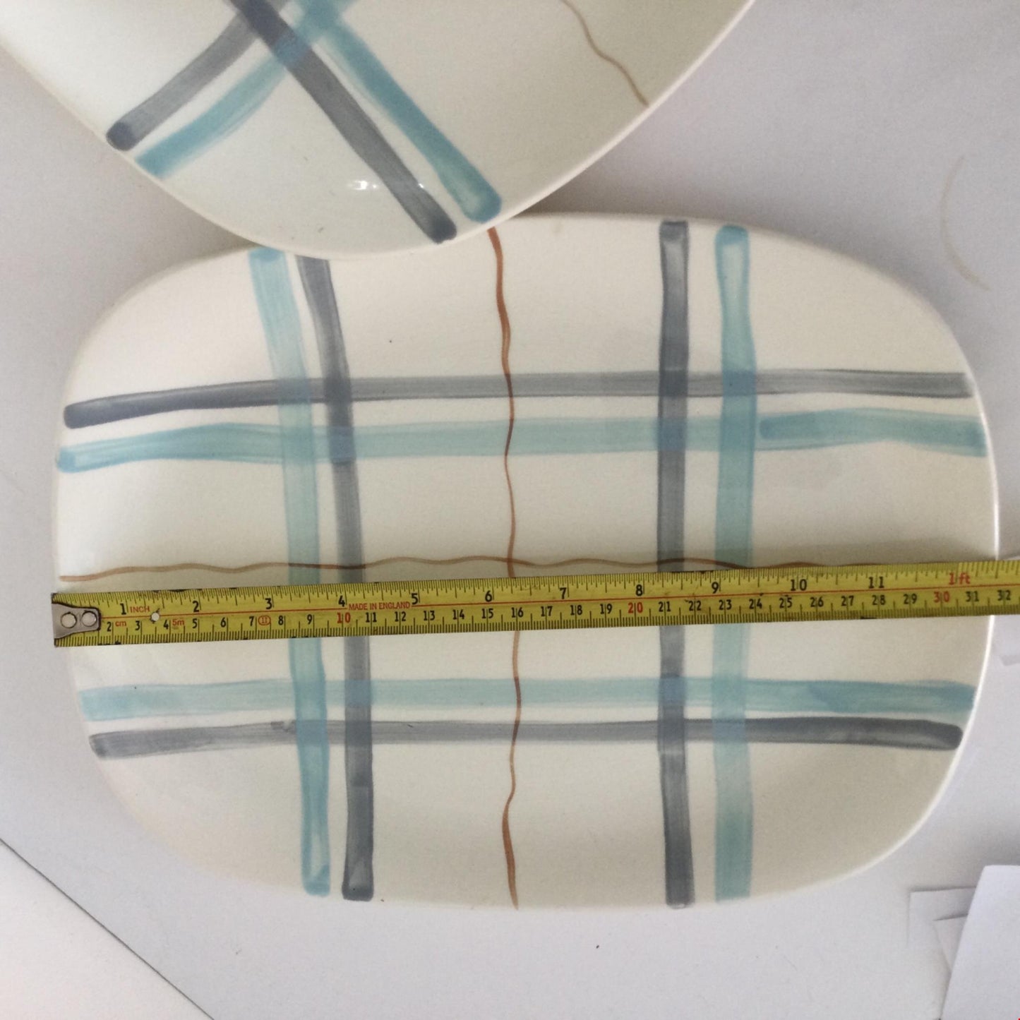 3 x Vintage Retro 1950s serving platters J & G Meakin Horizon blue grey stripes