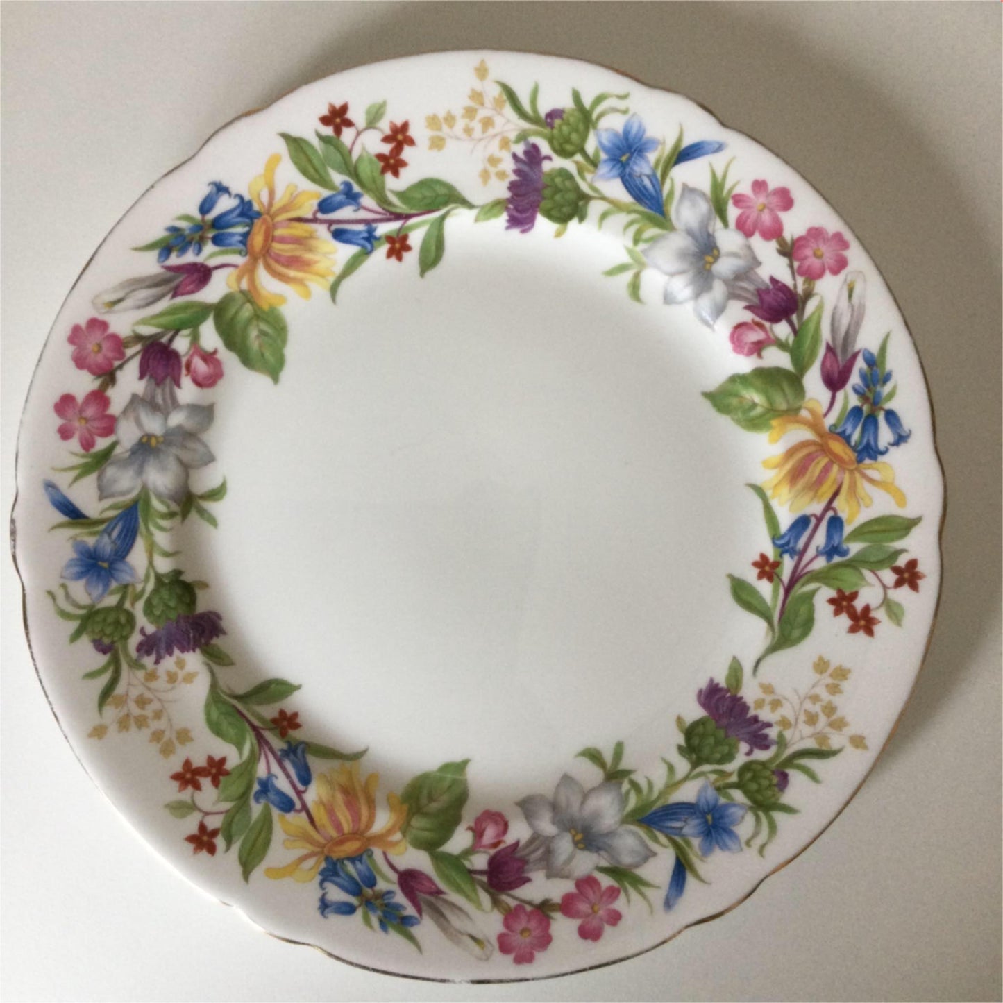 Vintage Shelley Spring Bouquet Gainsborough 8” plate salad tea 13651 fluted