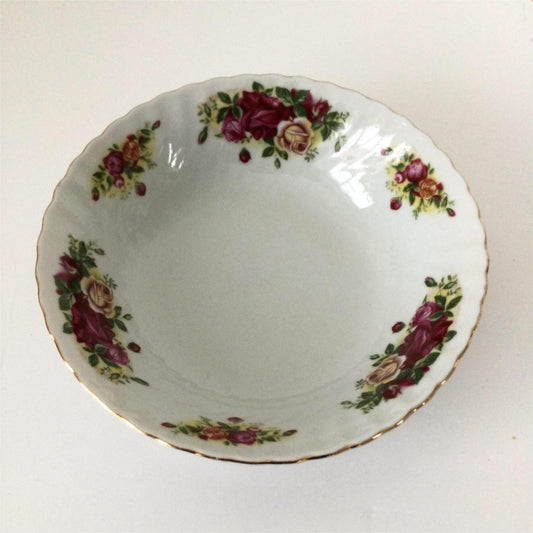ROYAL NORFOLK ROSE DESIGN CEREAL DESSERT BOWL TRADITIONAL VGC WHITE PINK GREEN