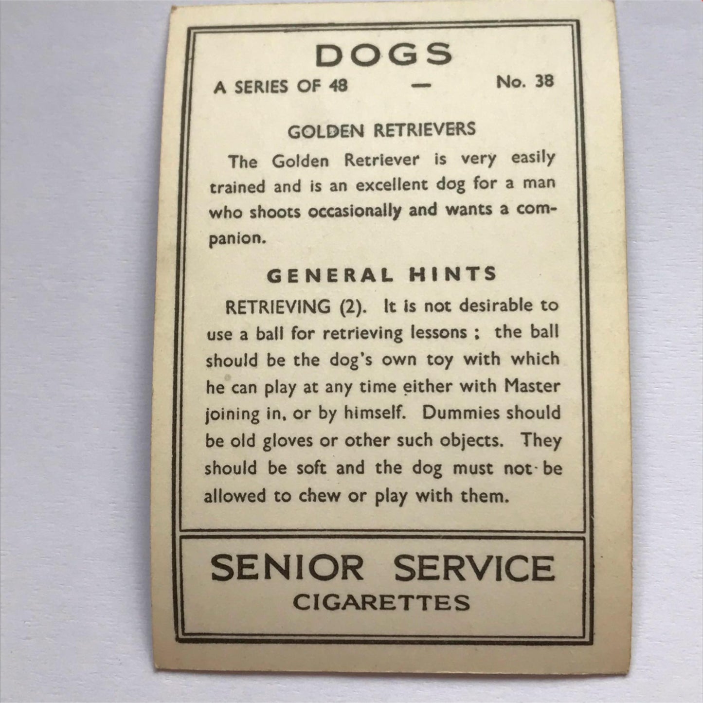 DOGS - SENIOR SERVICE CIGARETTE CARDS 1930S PHOTOS - take your pick