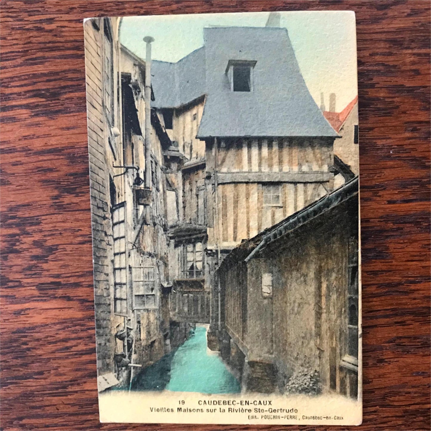 Vintage postcard - FRANCE - Caudebec en Caux - Old houses on the Ste. Gertrude River - Embossed - Posted