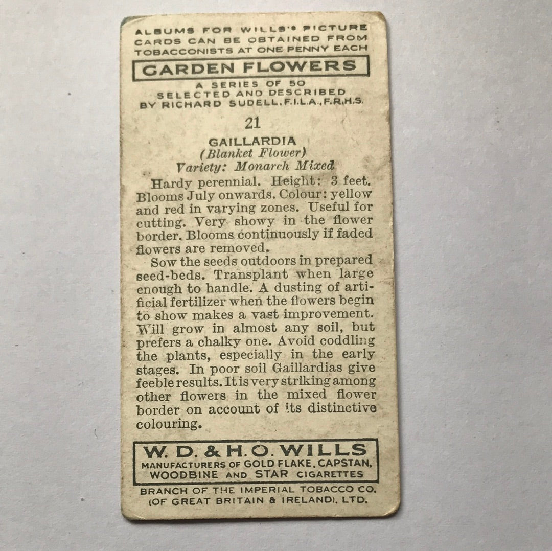 Wills Cigarette Cards GARDEN FLOWERS 1939 1930s - Pick! the ones you want