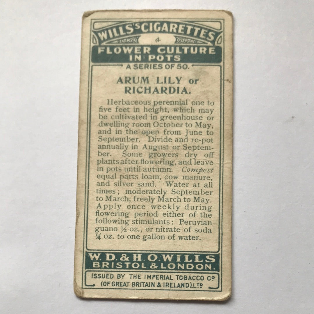 Wills Cigarette Cards FLOWER CULTURE IN POTS Sold individually - take your pick - 1920s 1925