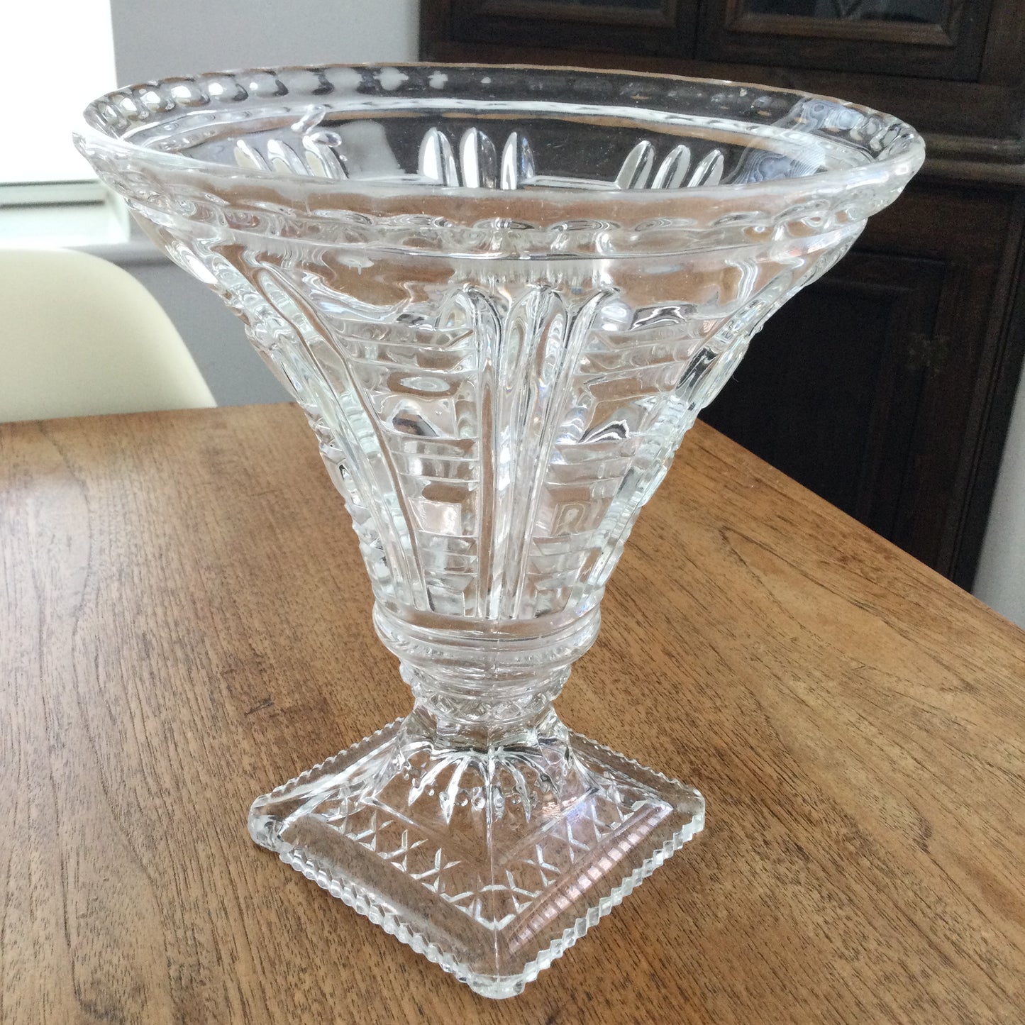 Vintage Art Deco Design Trumpet Shape Vase 21cm High Square Base
