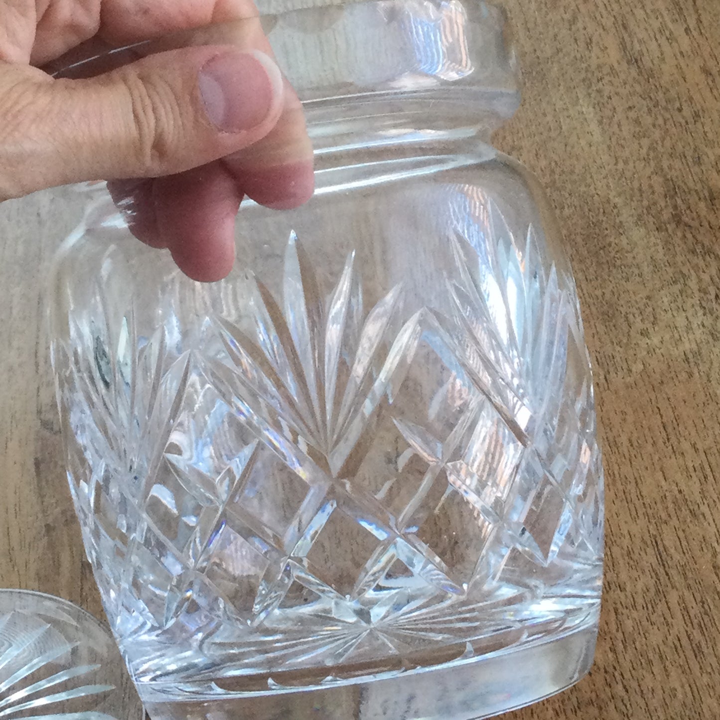 Vintage Clear Cut Glass Jar With Lid Storage Jar Dressing Table Vanity Ware Sweet Jar Sugar Jar