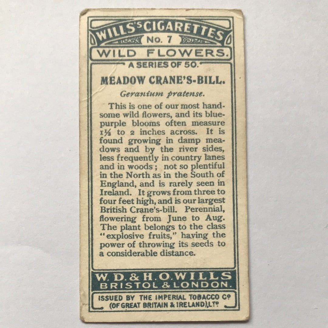 Wills Cigarette Cards WILD FLOWERS Various series, sold individually