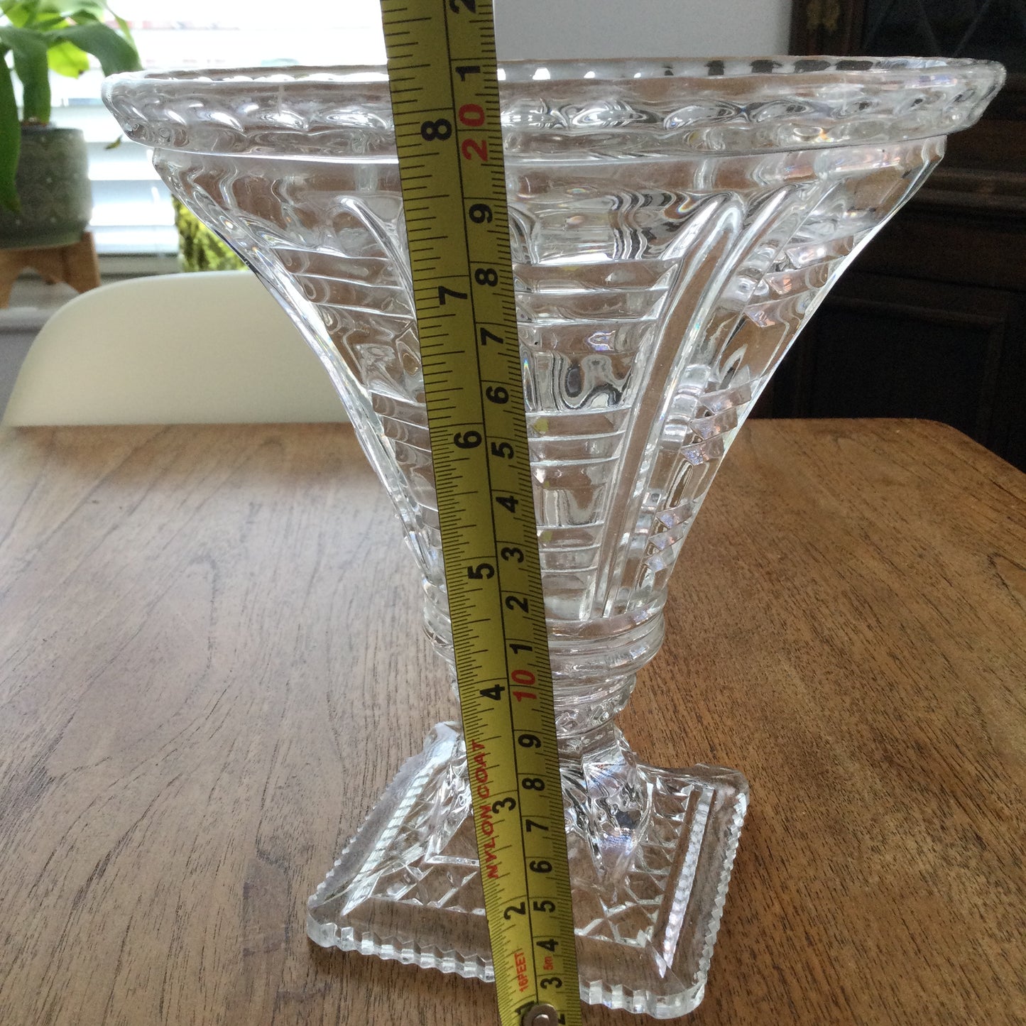 Vintage Art Deco Design Trumpet Shape Vase 21cm High Square Base