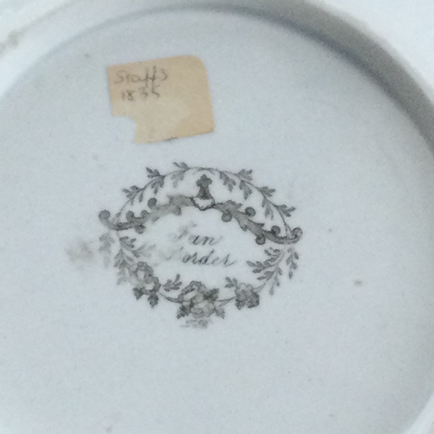 Antique Victorian Dish /Plate with twin lug handles fruit and flower design staffs c1835. English china.