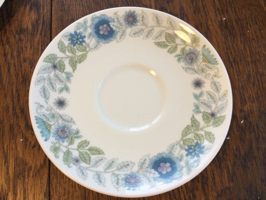 Spare saucer 1970s 1980s Wedgwood Clementine blue white lilac green 16cm