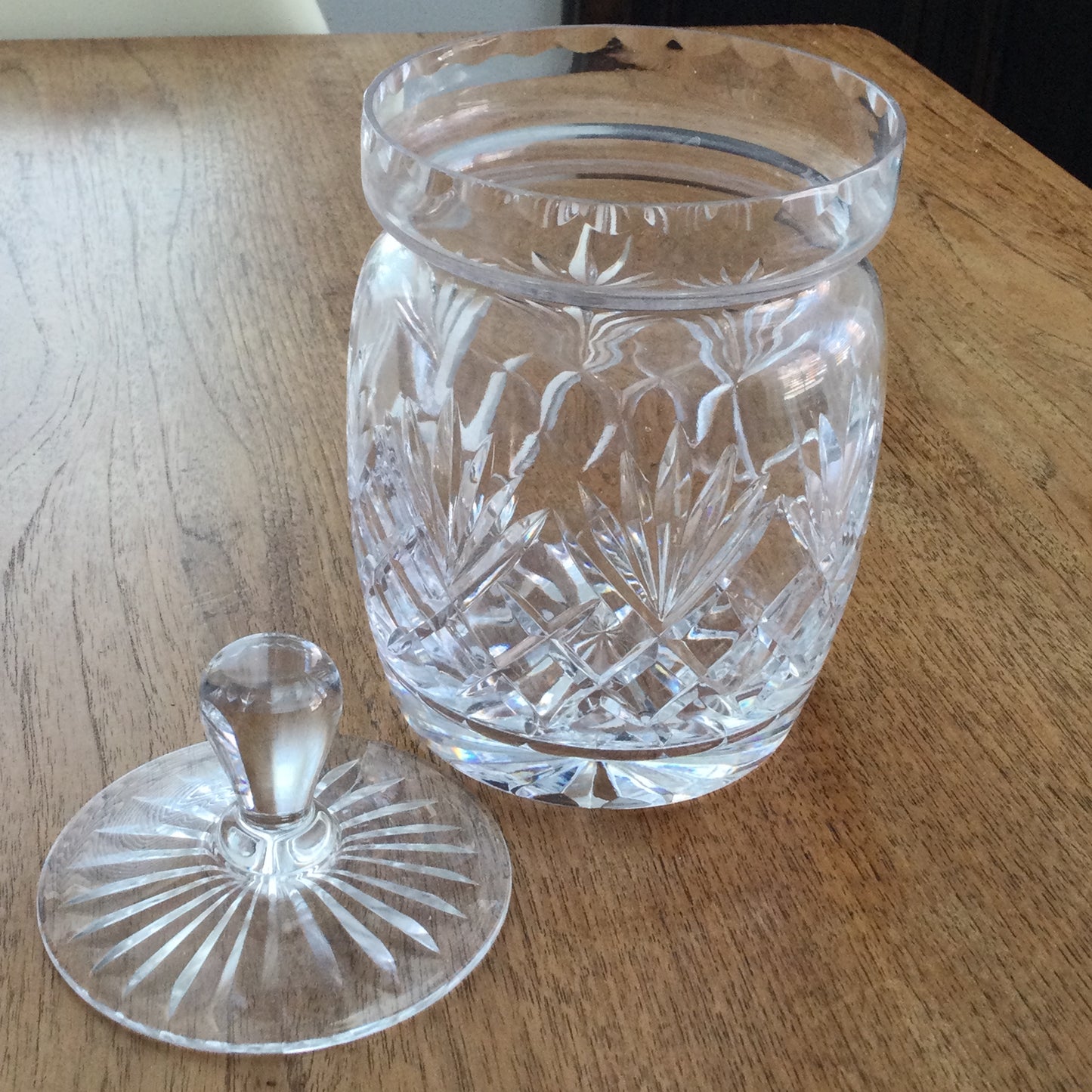 Vintage Clear Cut Glass Jar With Lid Storage Jar Dressing Table Vanity Ware Sweet Jar Sugar Jar