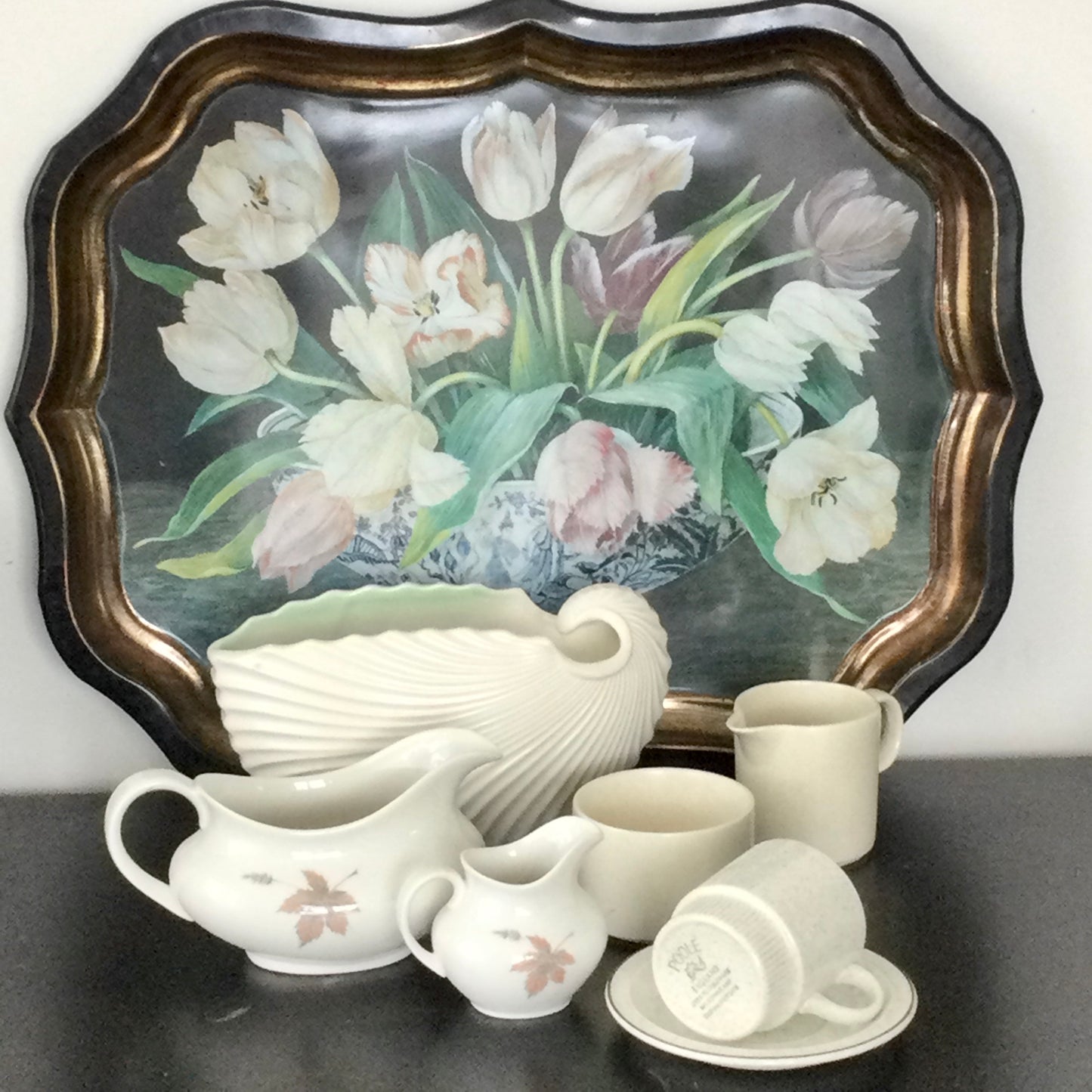 Vintage Barratts Of Staffordshire Creamer / Milk Jug And Sugar Bowl Beige Retro 70s Boho