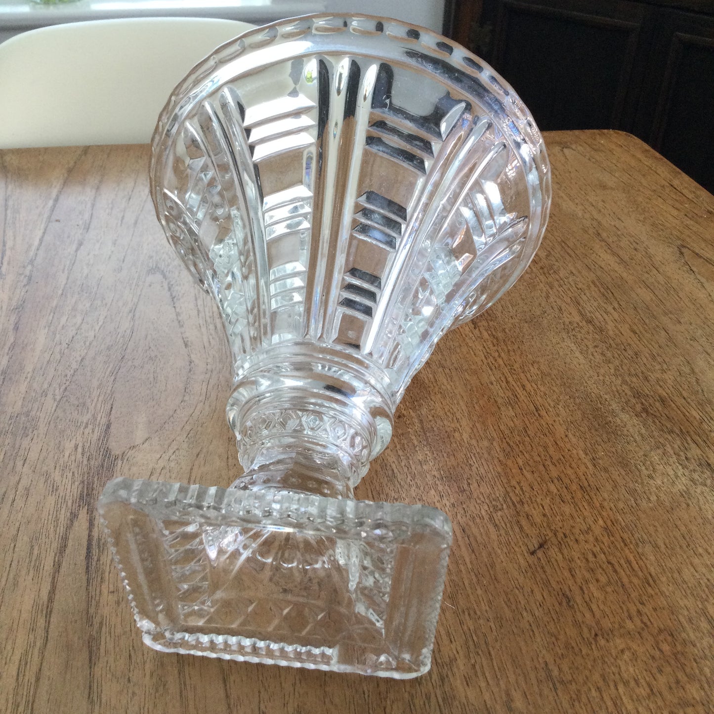 Vintage Art Deco Design Trumpet Shape Vase 21cm High Square Base