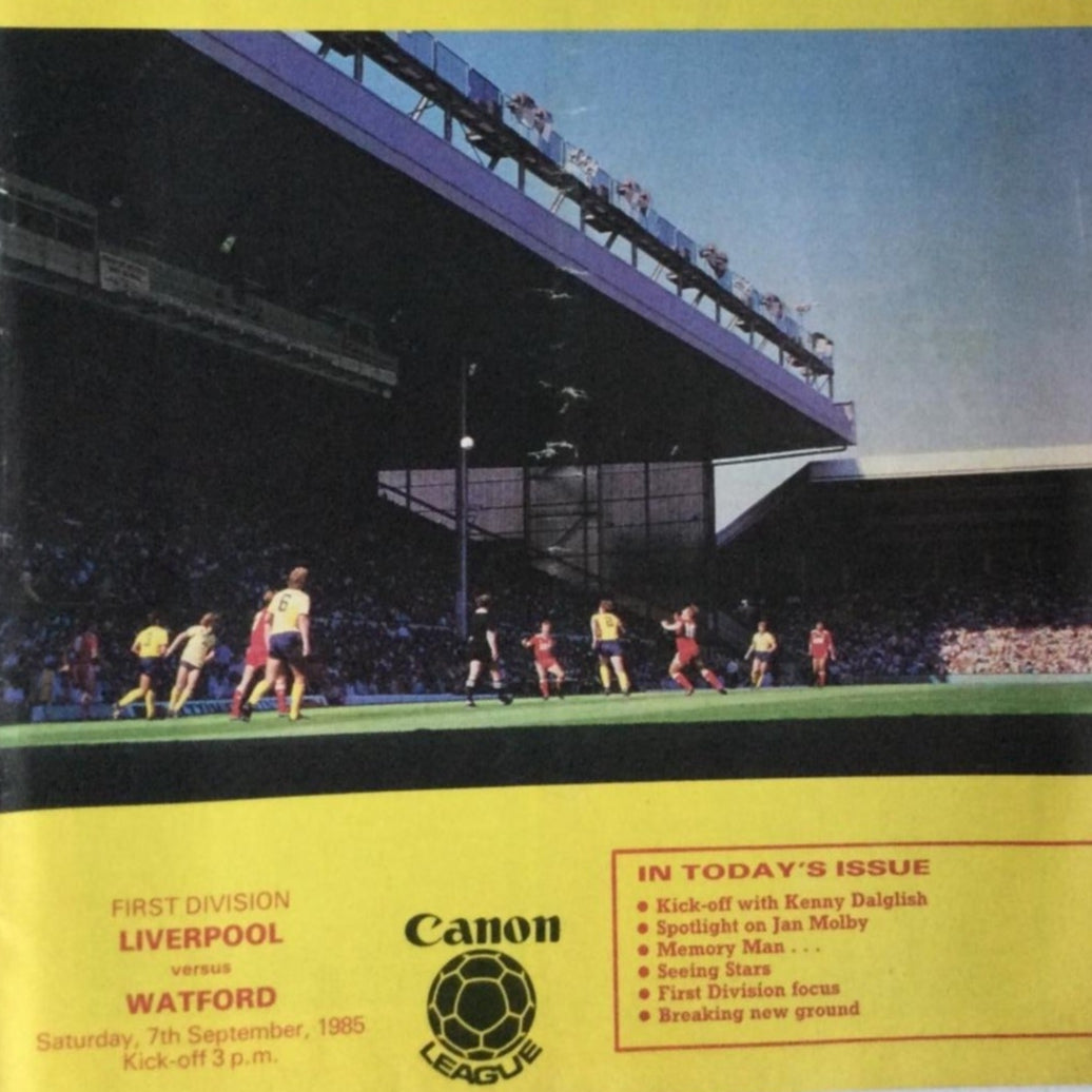 Vintage LIVERPOOL v Watford football programme - Sep 1985 - Lee - Grobbelaar - Neal - Rush
