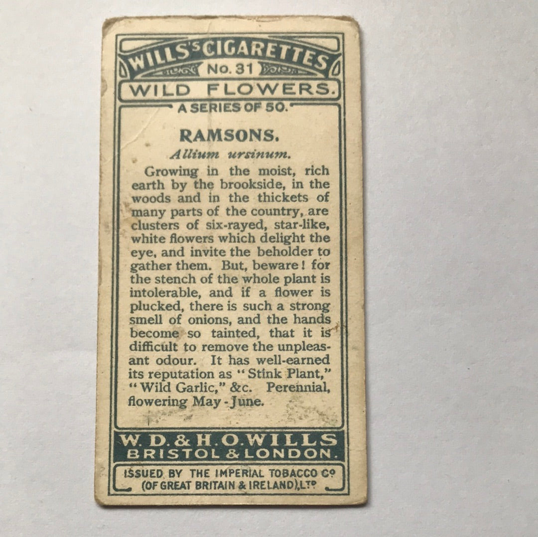 Wills Cigarette Cards WILD FLOWERS Various series, sold individually