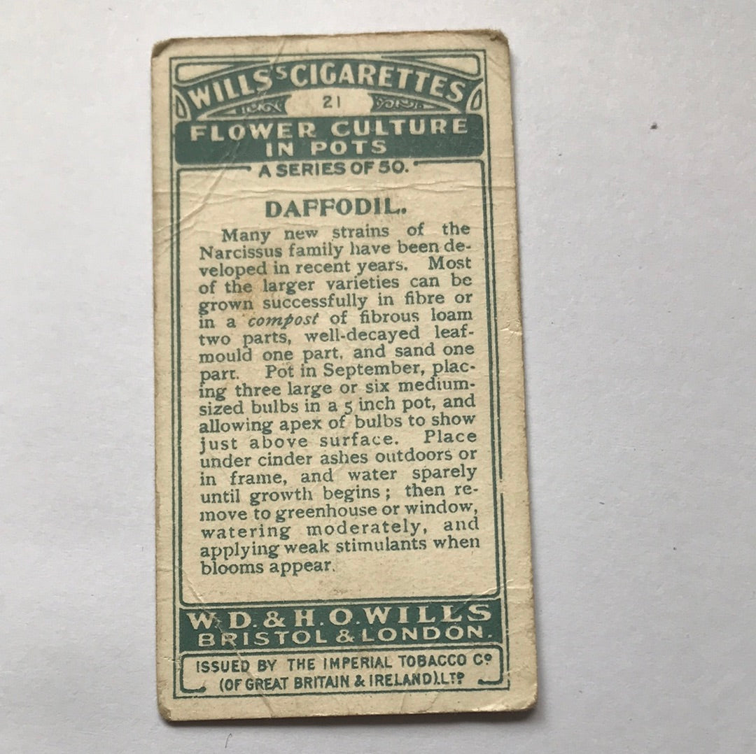 Wills Cigarette Cards FLOWER CULTURE IN POTS Sold individually - take your pick - 1920s 1925