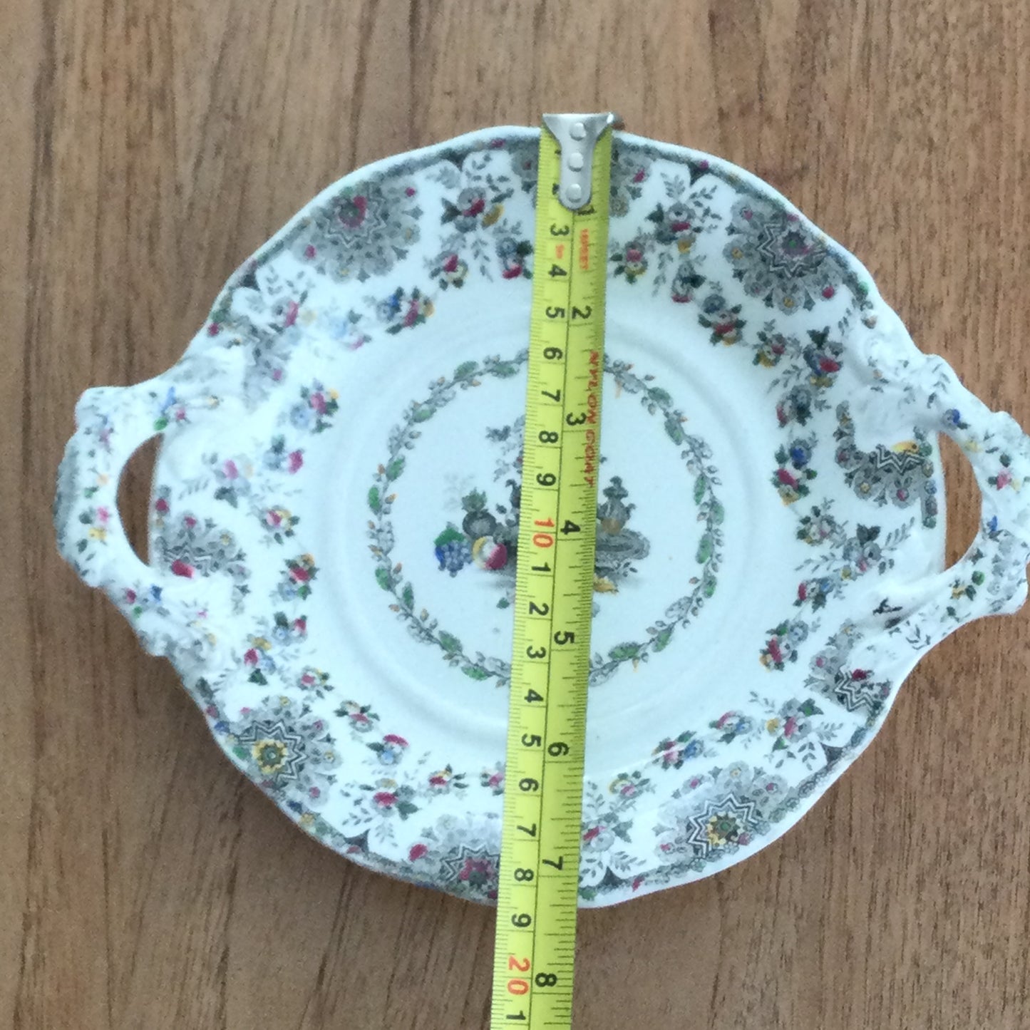 Antique Victorian Dish /Plate with twin lug handles fruit and flower design staffs c1835. English china.
