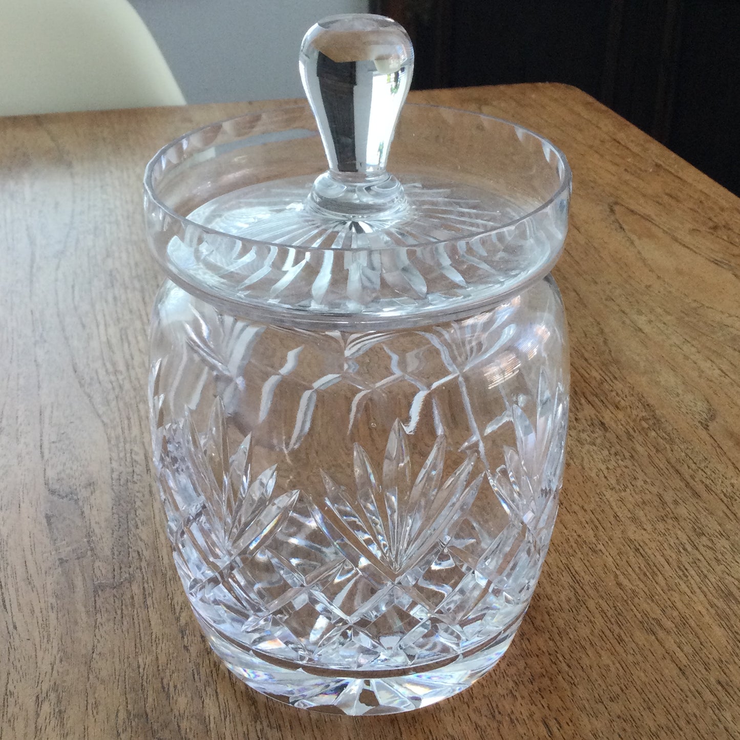 Vintage Clear Cut Glass Jar With Lid Storage Jar Dressing Table Vanity Ware Sweet Jar Sugar Jar