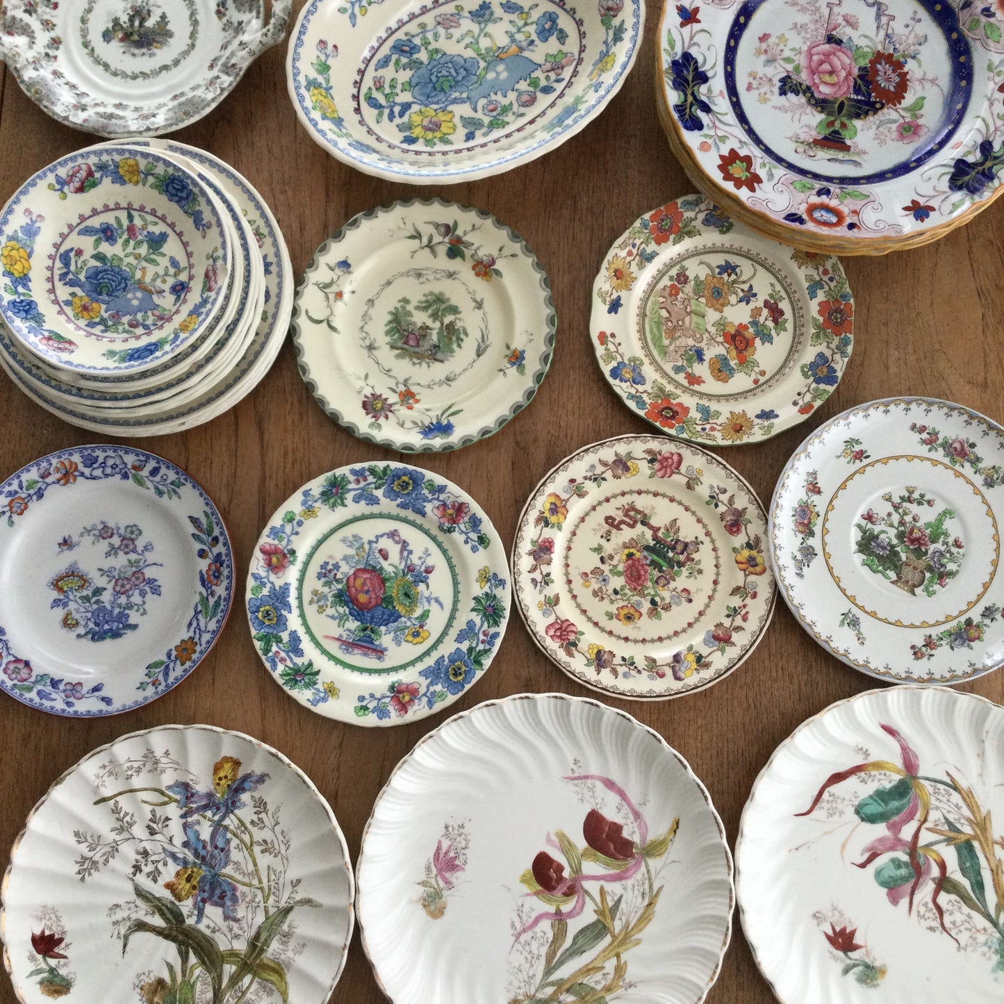 Antique Victorian Dish /Plate with twin lug handles fruit and flower design staffs c1835. English china.