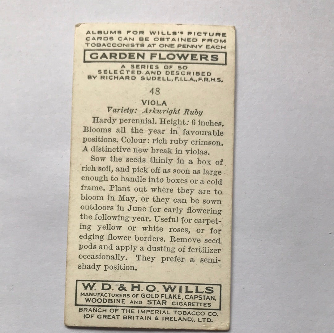Wills Cigarette Cards GARDEN FLOWERS 1939 1930s - Pick! the ones you want