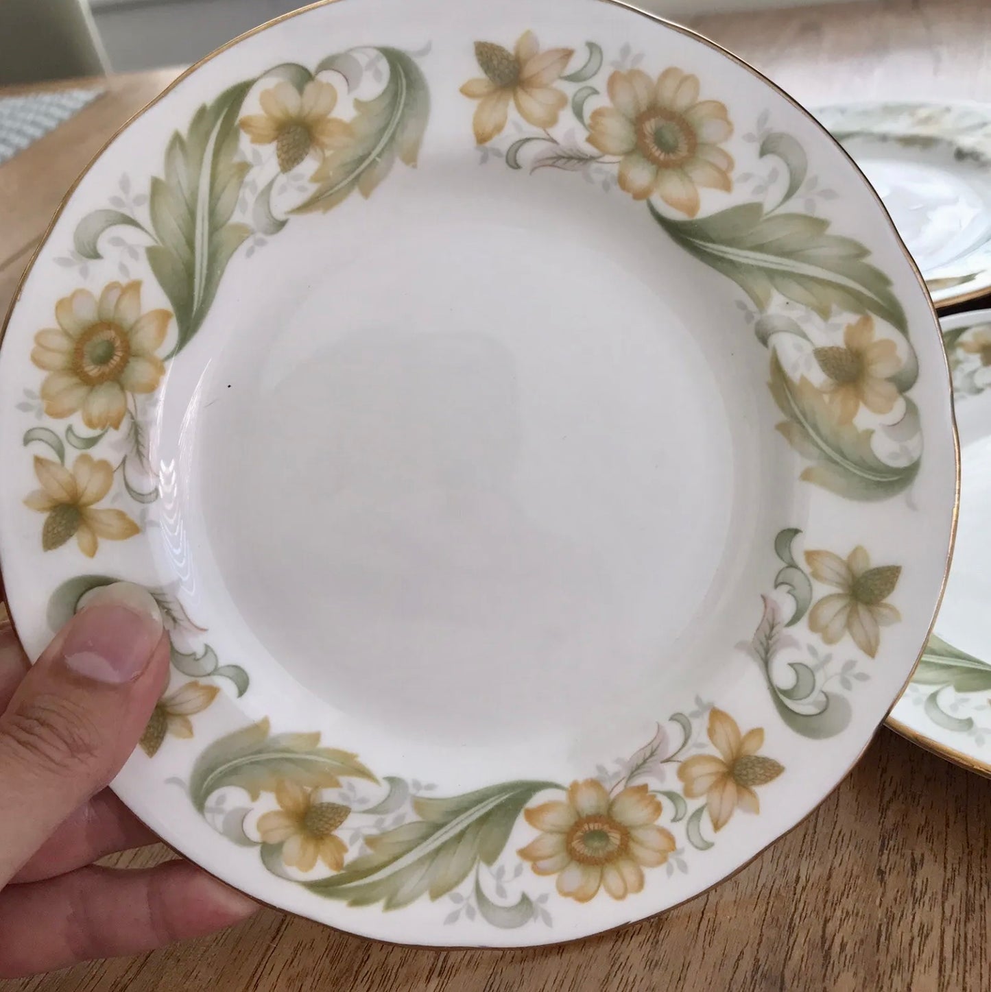 Vintage Duchess China Greensleeves Design Set Of 6 Tea Plates Green Apricot