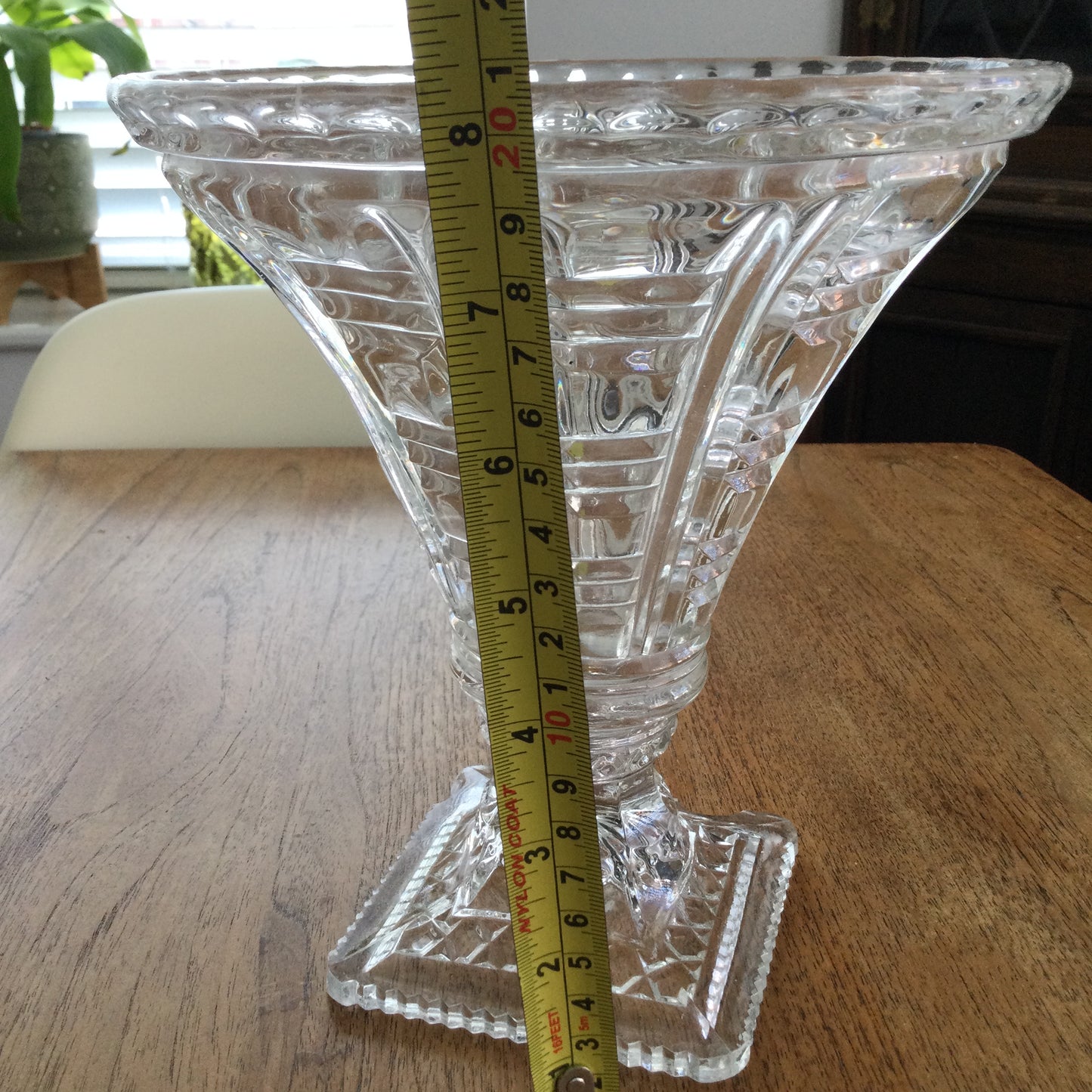Vintage Art Deco Design Trumpet Shape Vase 21cm High Square Base