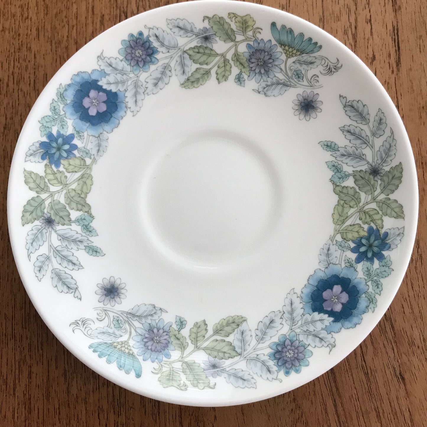 Wedgwood Clementine Spare Saucer 1970s 1980s blue white lilac green 15cm diam
