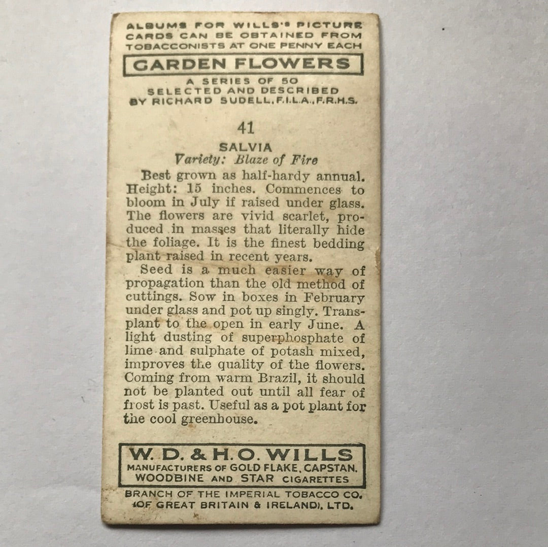 Wills Cigarette Cards GARDEN FLOWERS 1939 1930s - Pick! the ones you want