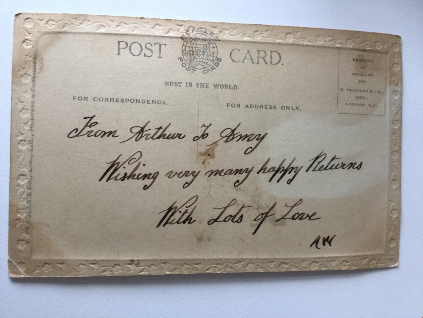 Vintage BIRTHDAY Greetings Postcard TO MY DEAR LITTLE WIFE Roses lovely Poem