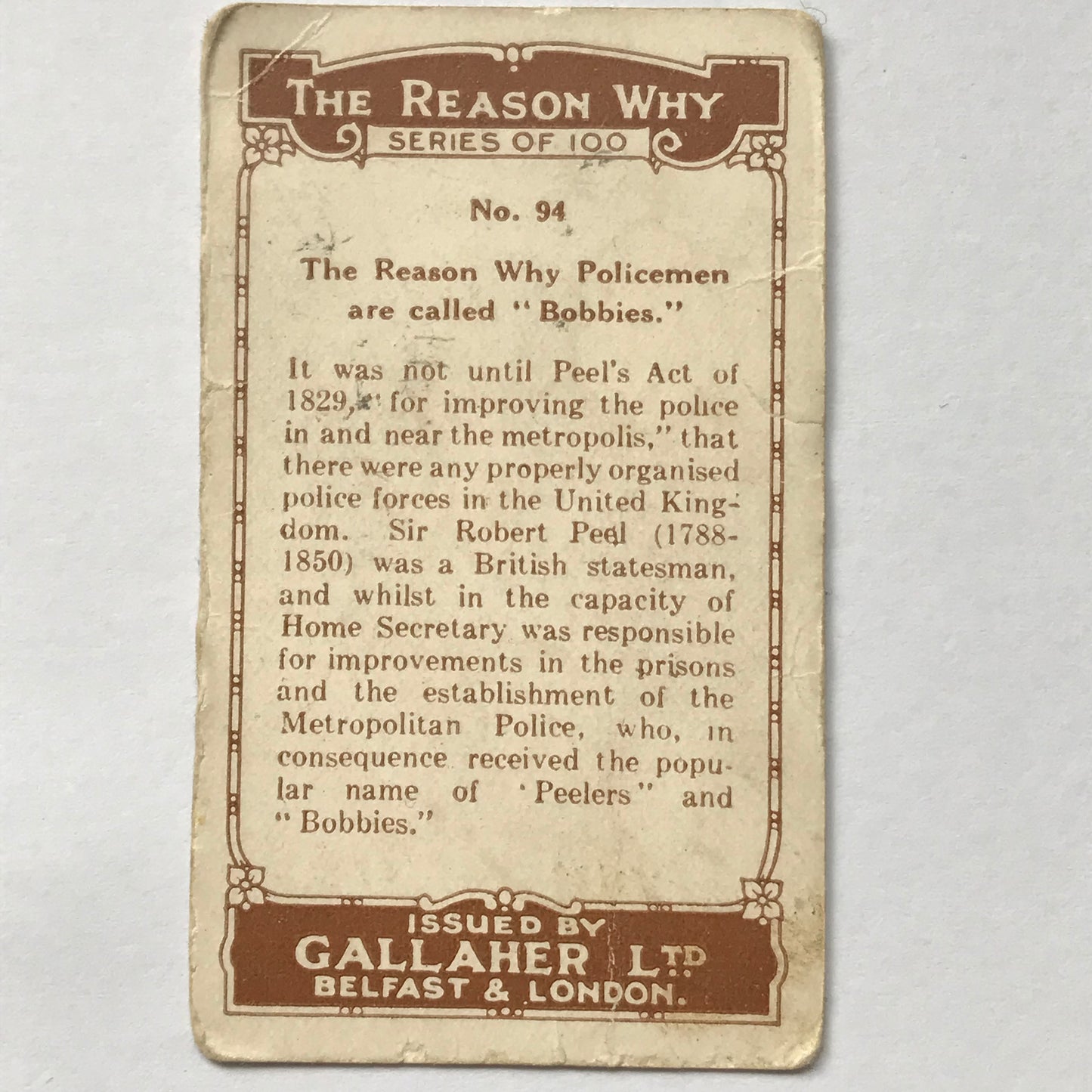 Gallaher Cigarette Cards - 'THE REASON WHY' Sold Individually - take your pick. Antique from 1924