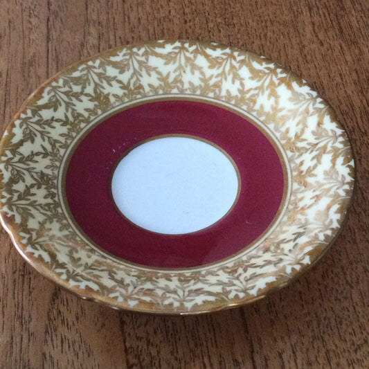 Vintage Aynsley SPARE SAUCER for Demitasse Claret Gold Ornate Marked 163 12.5cm