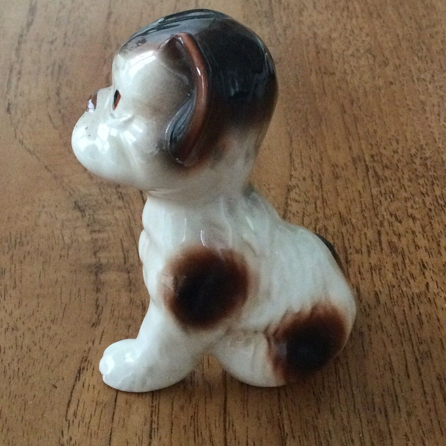 Cute Vintage Puppy Dog Ornament Sitting Brown and Cream Jowls Boxer?