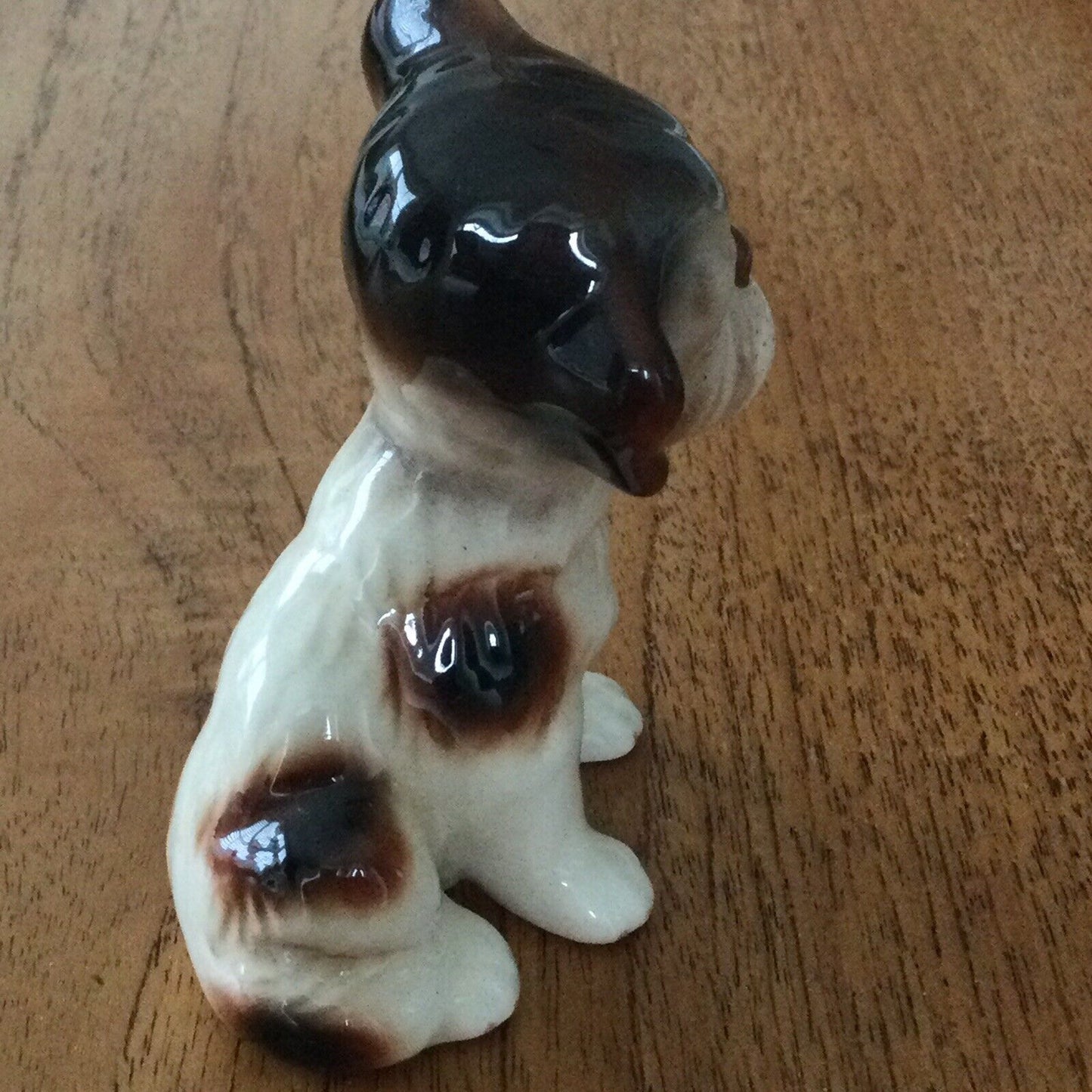 Cute Vintage Puppy Dog Ornament Sitting Brown and Cream Jowls Boxer?
