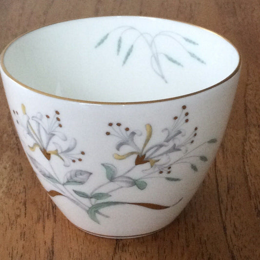 Vintage Wedgwood Honeysuckle Grey Sugar Bowl - Botanical Design - Pretty - White, Grey And Duck Egg Blue