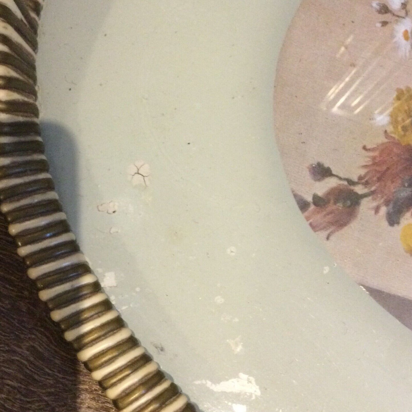 Vintage Retro c1960s Plastic Woven Tray Oval Floral Centre Kitsch Multicoloured.