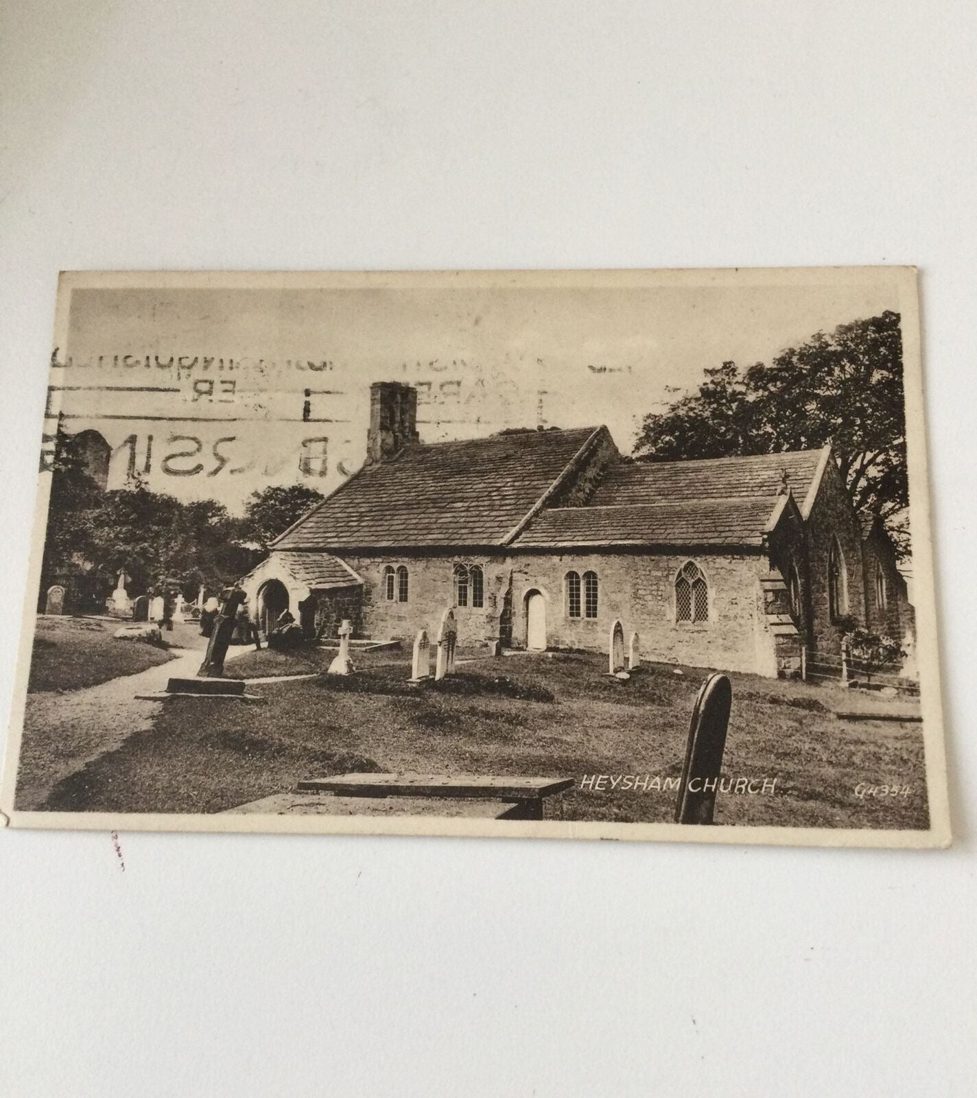 Vintage 1948 Photograph Postcard - ENGLAND - Heysham Church 1940s Sepia. 2d George Stamp.