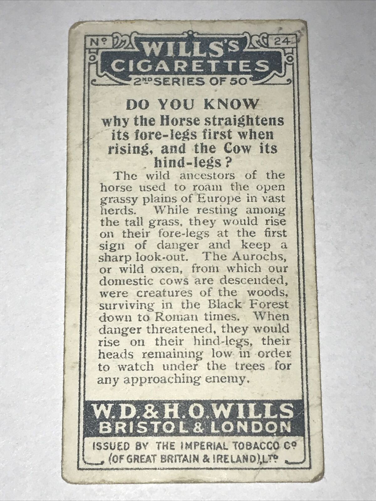 Wills Cigarette Cards DO YOU KNOW? Various series, sold individually