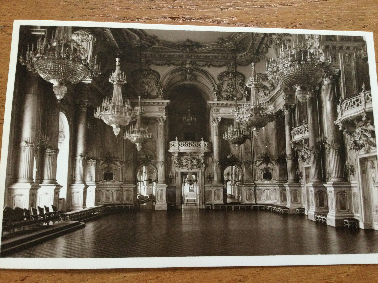 Vintage 1930s postcard Royal Palace Marble room BUDAPEST HUNGARY October 1934 b&w photo unposted