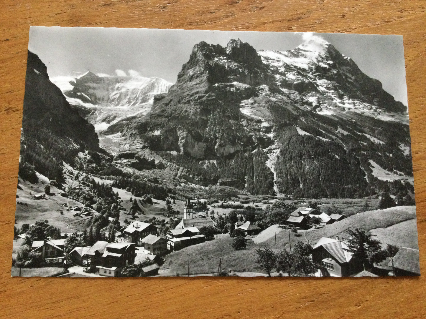 Vintage 1930s postcard Grindelwald Fiescherhorn and Eiger SWITZERLAND b&w photo unposted