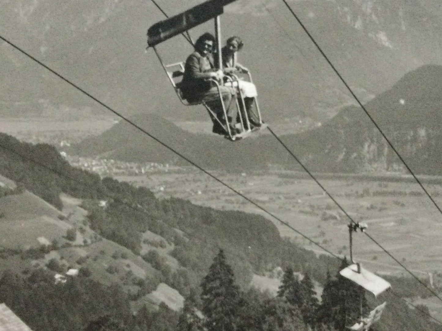 Vintage 1930s postcard b&w sportbahn Beatenberg Niederhorn SWITZERLAND ski lifts cable cars