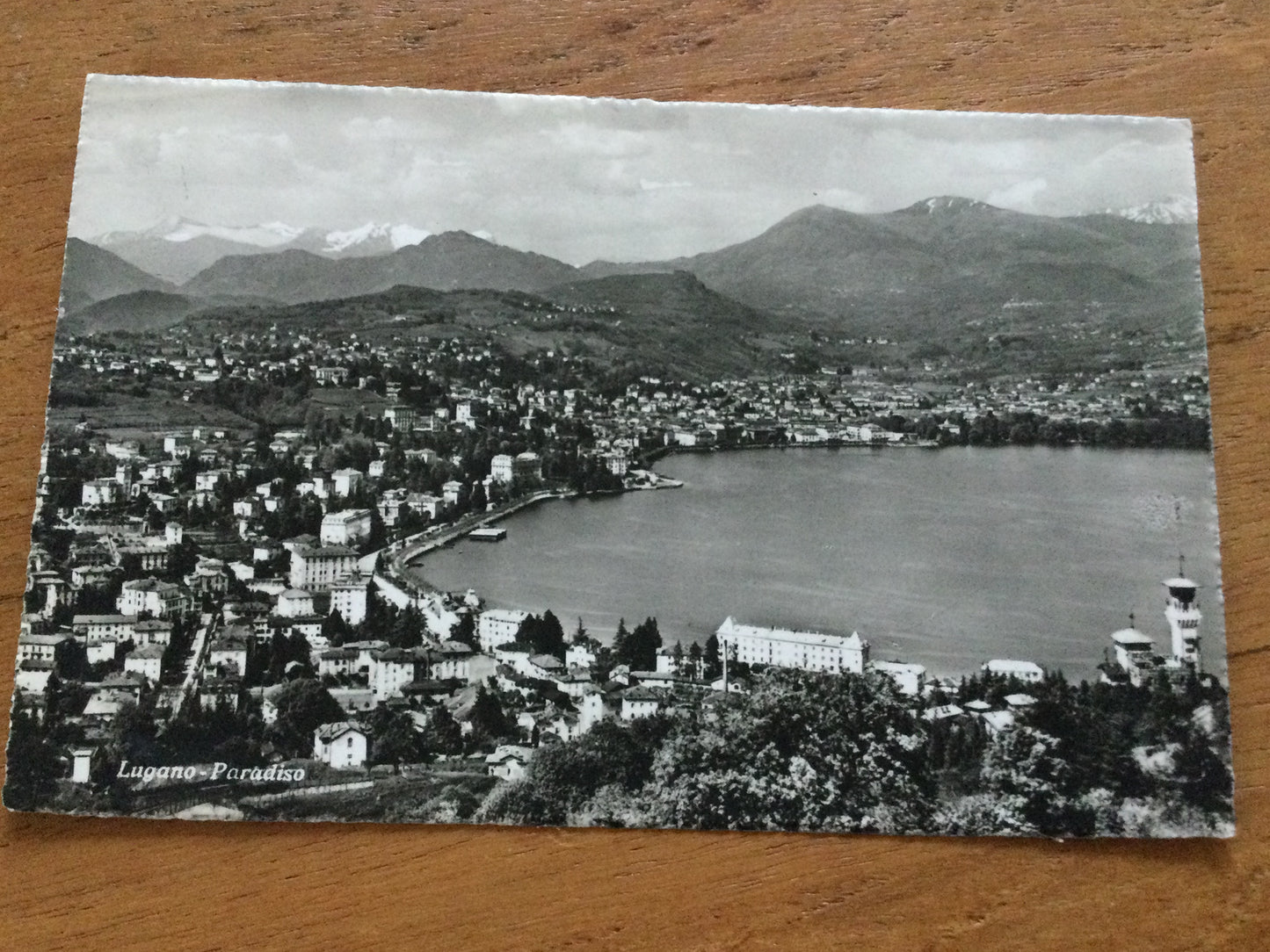 Vintage 1930s postcard b&w Paradiso Lake Lugano SWITZERLAND