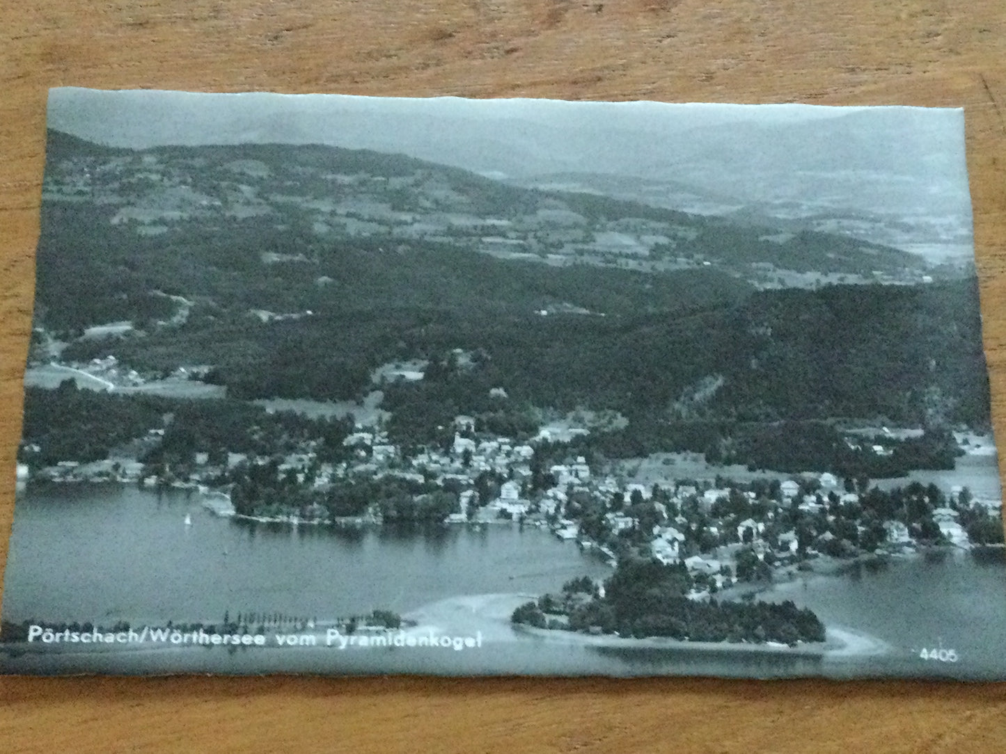 Vintage 1930s postcard b&w Portschach Worthersee from Pyramidenkogel Carinthia AUSTRIA