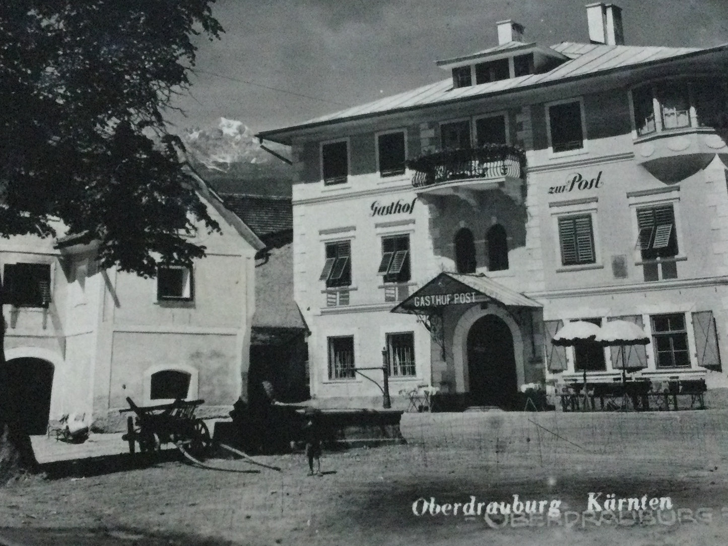 Vintage 1930s postcard b&w Oberdrauburg Karnten AUSTRIA Gasthof zur Post Hotel