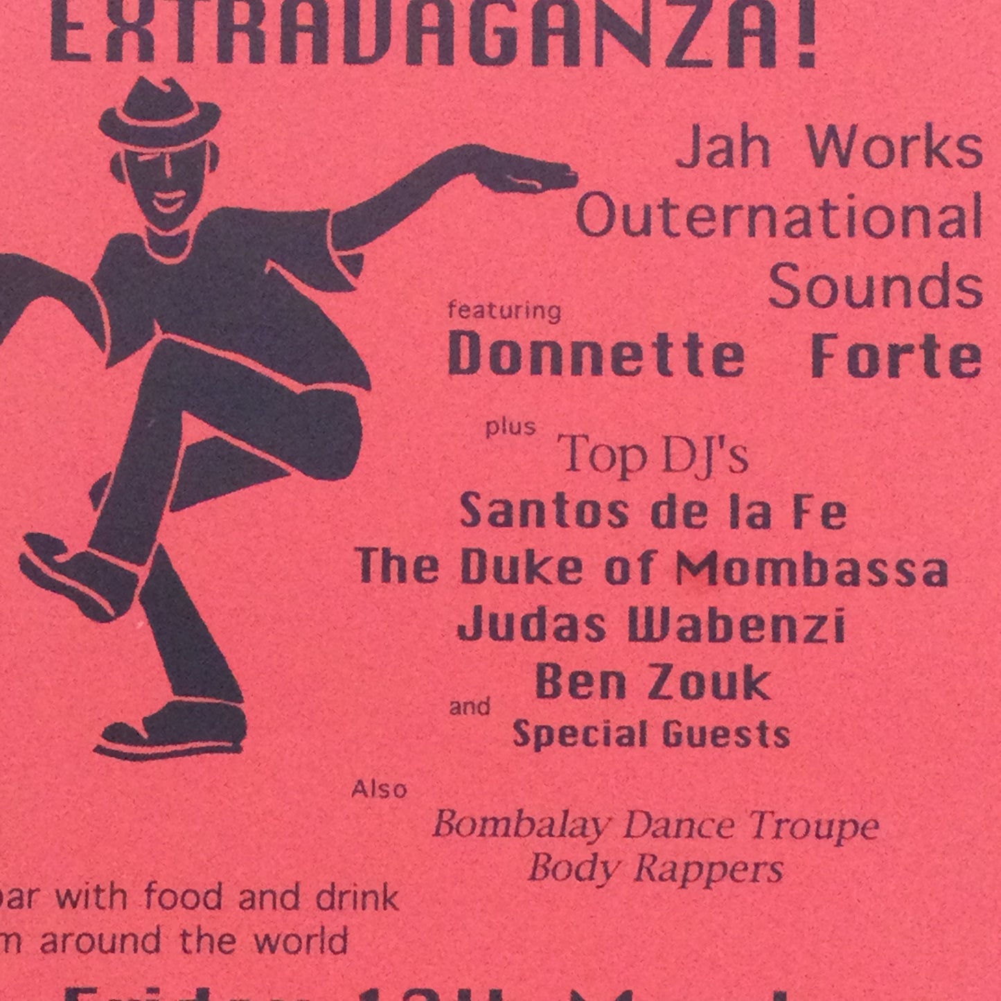 Caramba! Reading World Music Scene Memorabilia. 1990s 90s A5 Flyer. Global Music. Jah Works Outernational Sounds