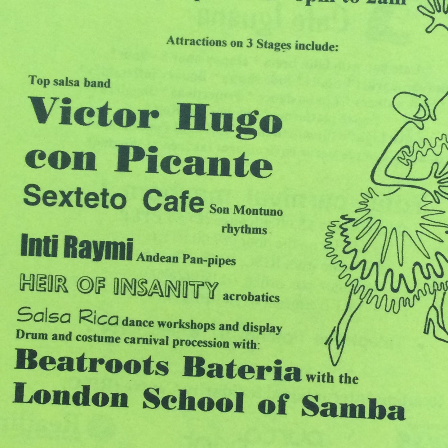 Caramba! Reading World Music Scene Memorabilia. 1990s 90s A5 Flyer 5th Latin American Fiesta Extravaganza