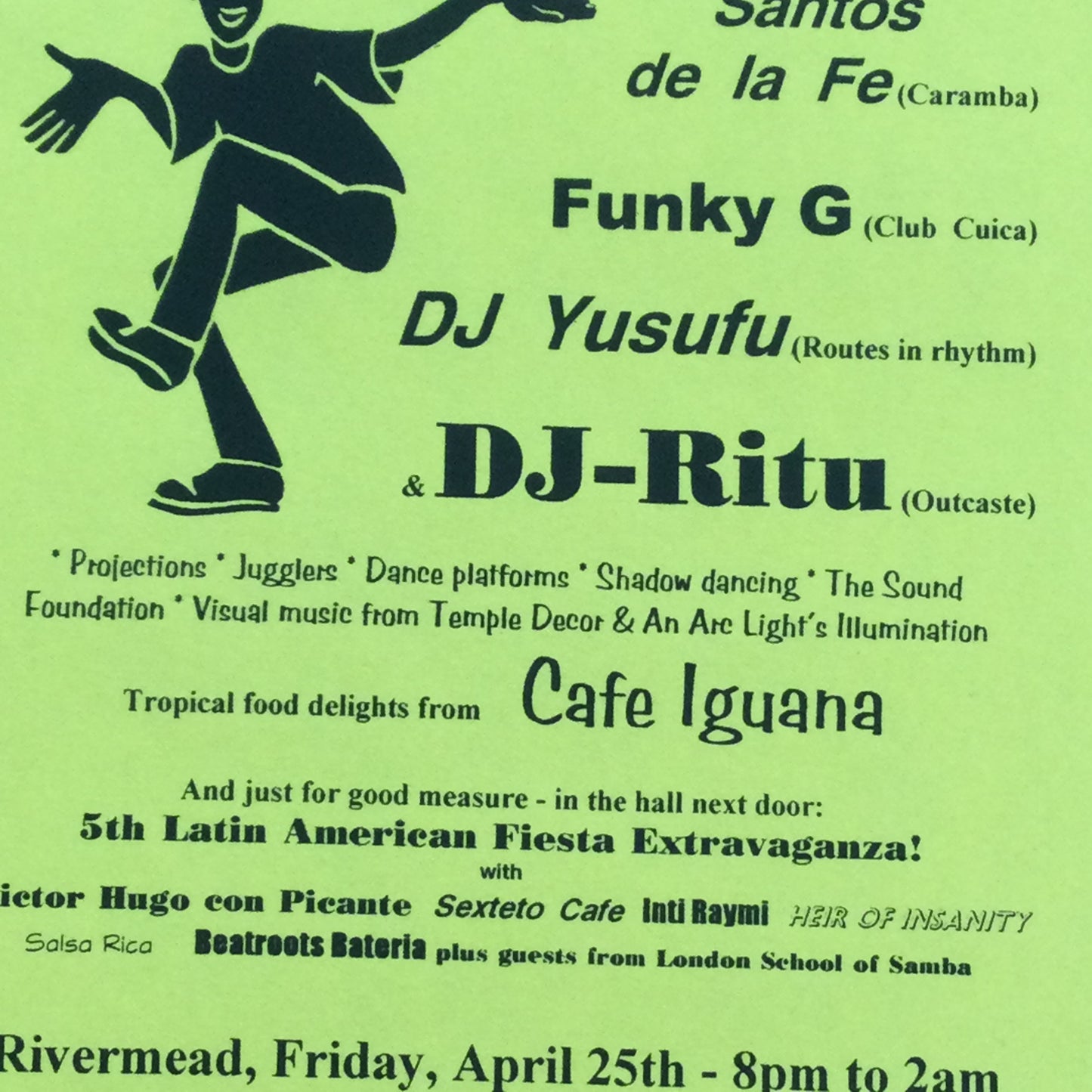 Caramba! Reading World Music Scene Memorabilia. 1990s 90s Flyer Global Tribe Dance Hall