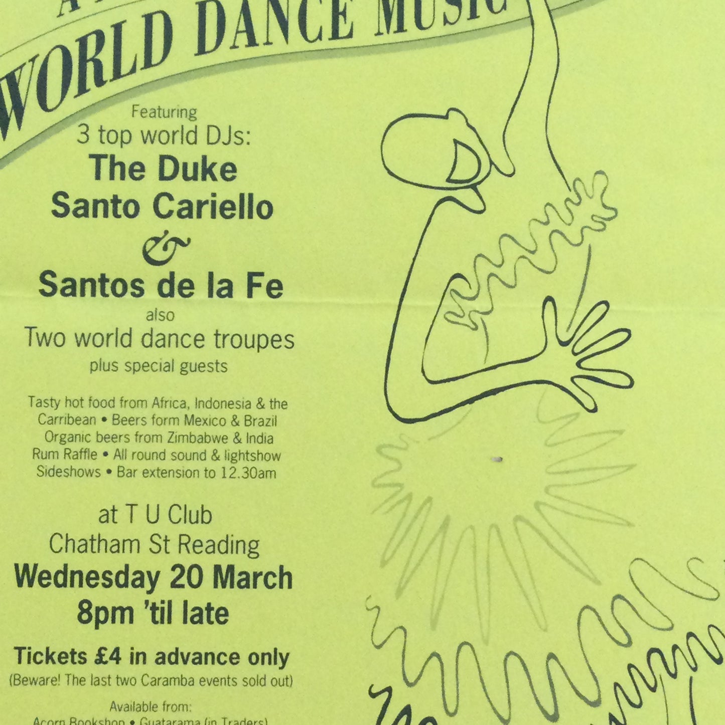 Caramba! Reading World Music Scene Memorabilia. 1990s 90s A5 Flyer The Final Event A Night Of World Dance Music