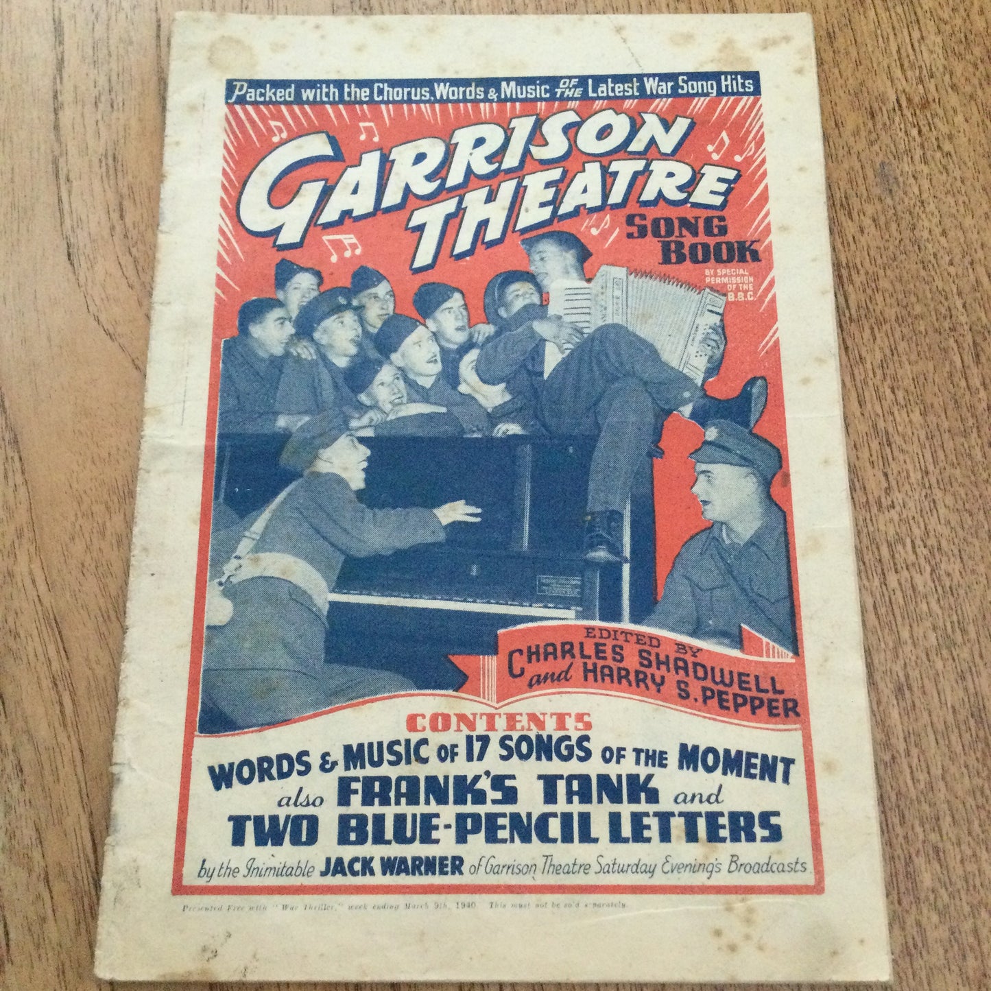 Vintage Sheet Music Garrison Theatre Songbook. Came free with 'War Thriller' March 9th 1940