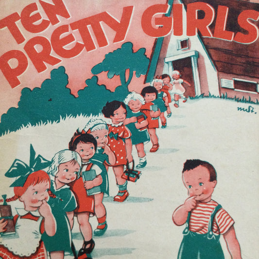 Vintage Sheet Music 'Ten Pretty Girls' Will Grosz Jimmy Kennedy. Great front cover. 1937 ukulele accordion